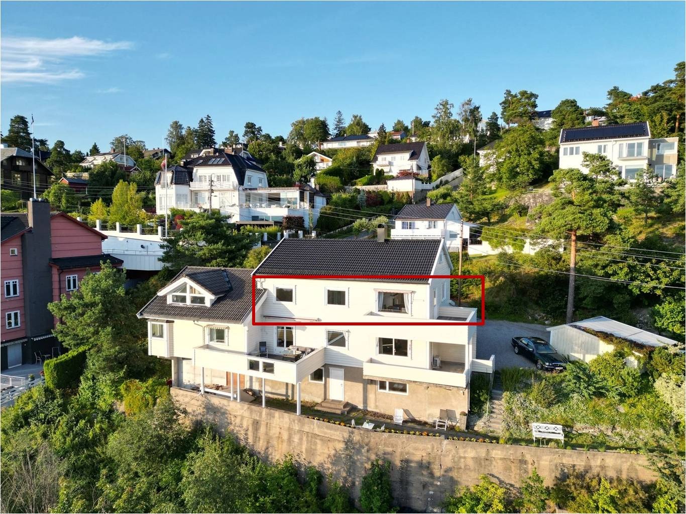 Leilighet markert i rødt